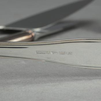 SILVERBESTICK, 25 delar. Mema, 1989. 1174 gram inklusive rostfria blad.