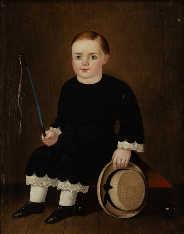 Andreas Herman Hunæus, attributed to, Boy with a riding crop and a straw hat.