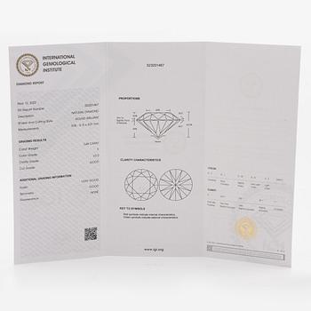 Ring 18K white gold set with a brilliant-cut diamond, accompanied by an IGI report.