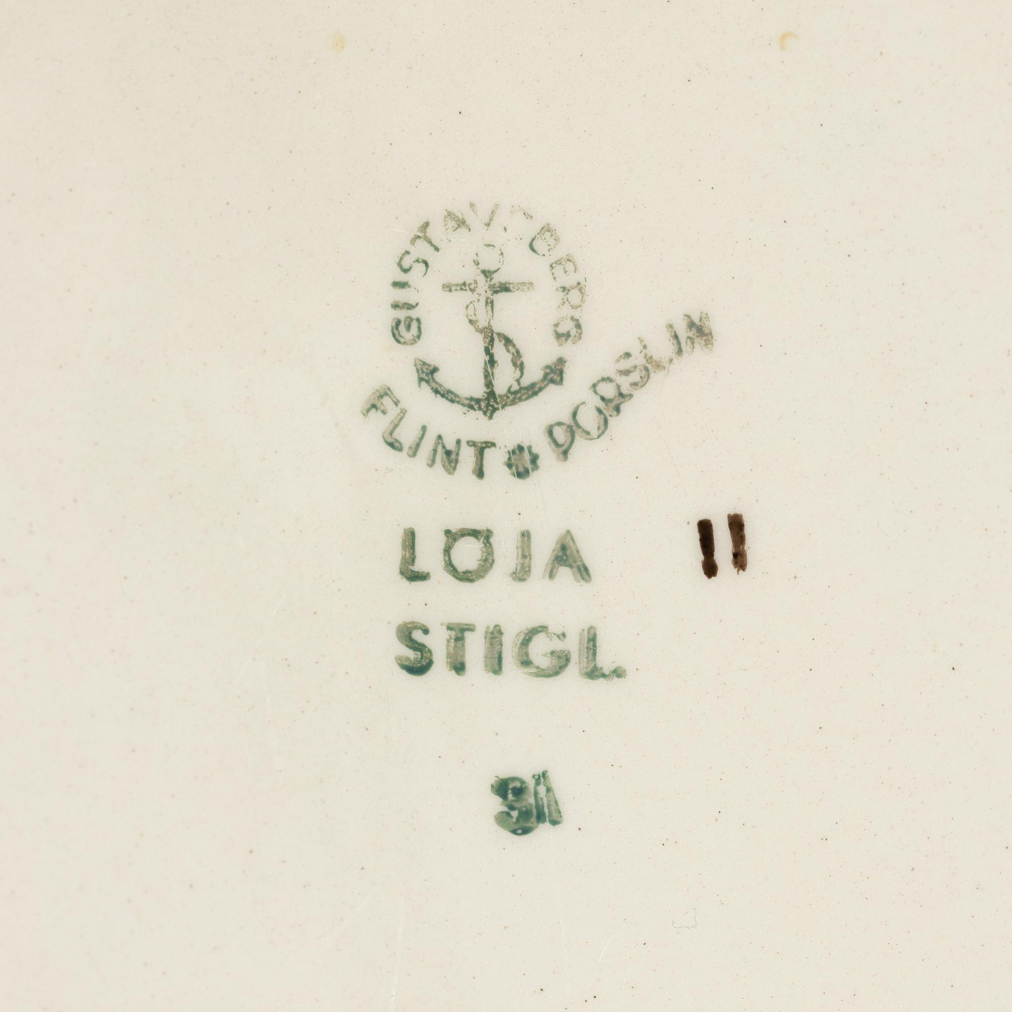 Stig Lindberg, plates 9 pcs, "Löja", Gustavsberg 1948-62.