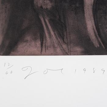 Jim Dine, etching with aquatint, signed and numbered 12/60, dated 1989.