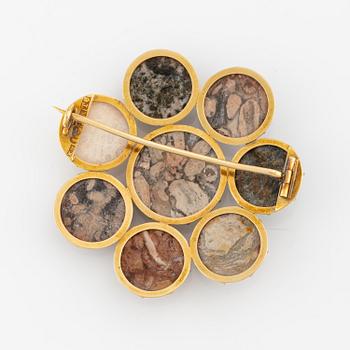 Garnityr 18K guld med olika bergarter, sannolikt svenska.