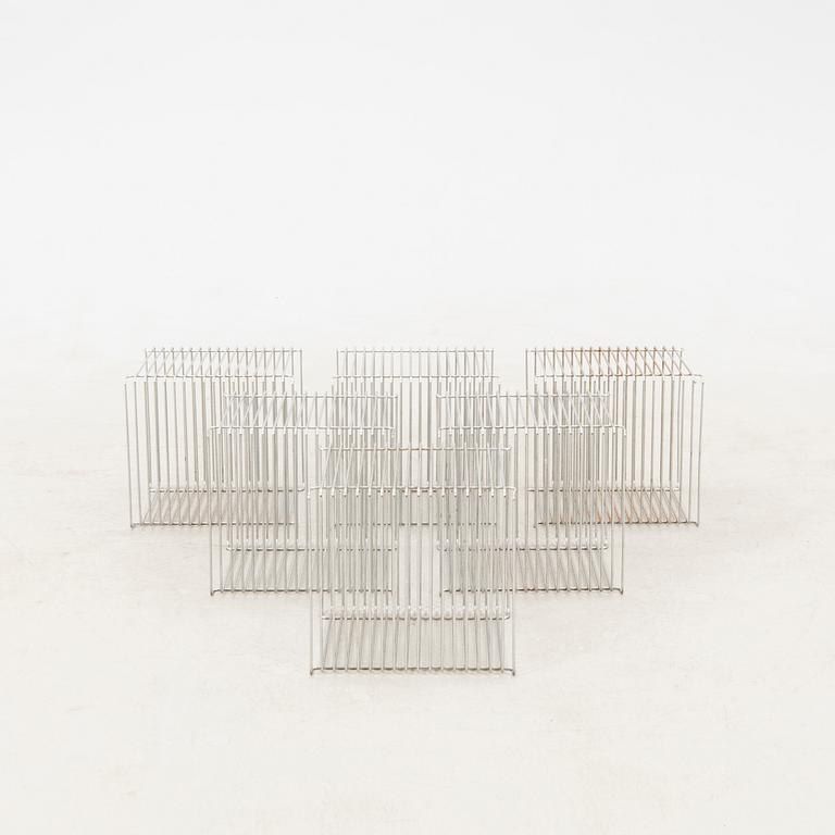 Verner Panton, "Wire cube" shelving system, 6 pieces, late 20th century, Denmark.