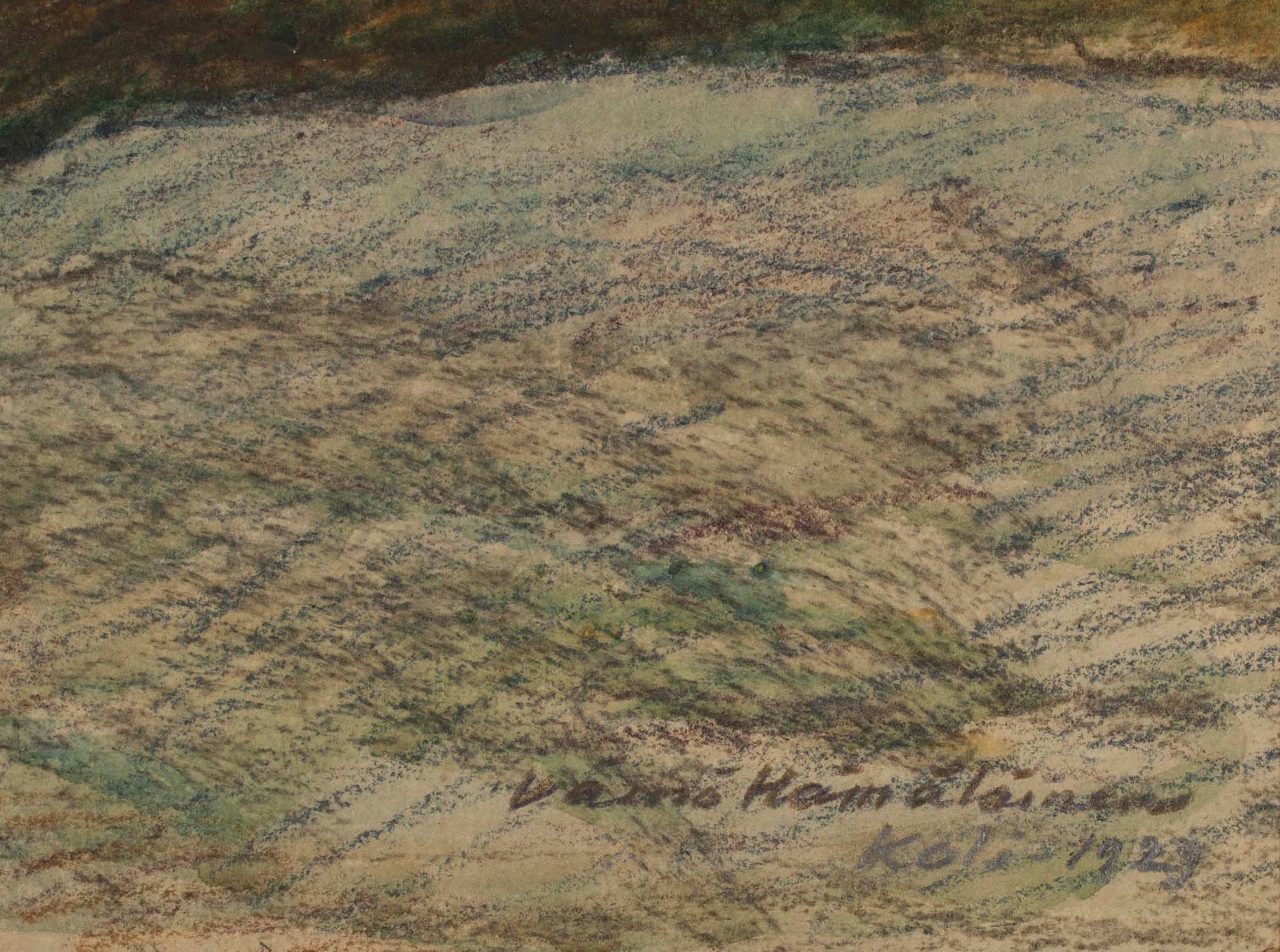 VÄINÖ HÄMÄLÄINEN, gouache samt färgpenna på pannå, sign. och dat. 1929.