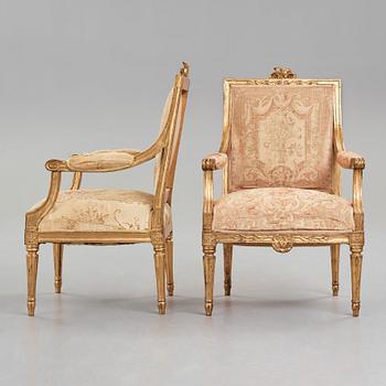 A pair of Gustavian late 18th century armchairs.