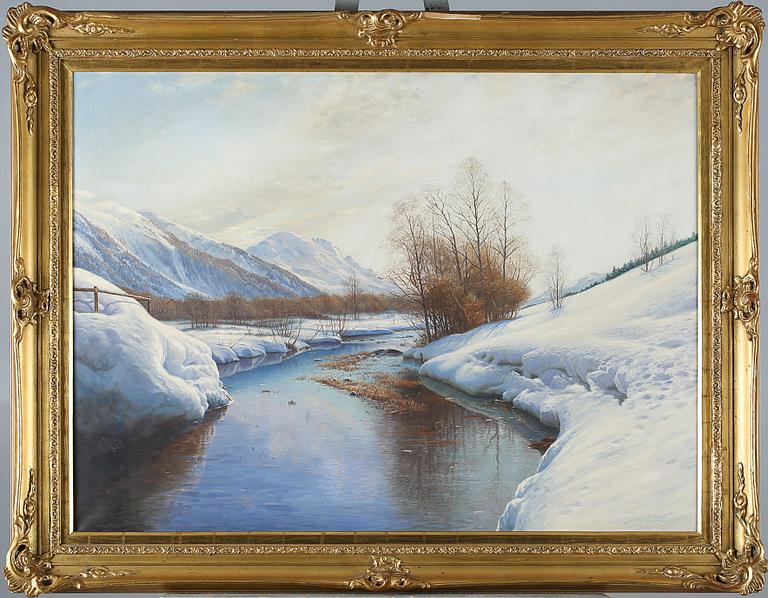 OKÄND KONSTNÄR, olja på duk, signerad Axel Lind samt daterad 1919.