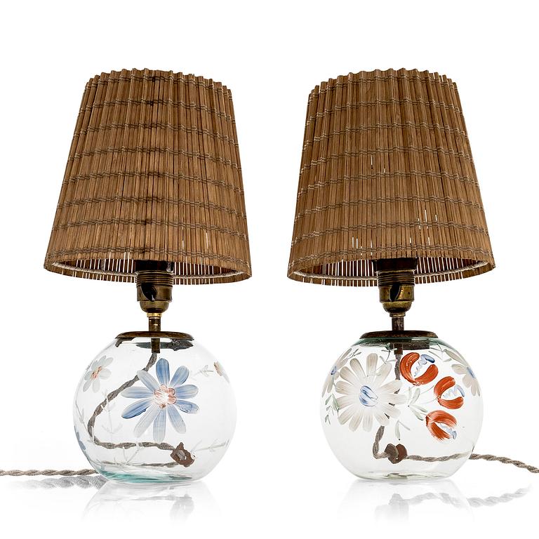 Paavo Tynell, Two 1940s table lamps for Taito and Kauklahden Lasitehdas.