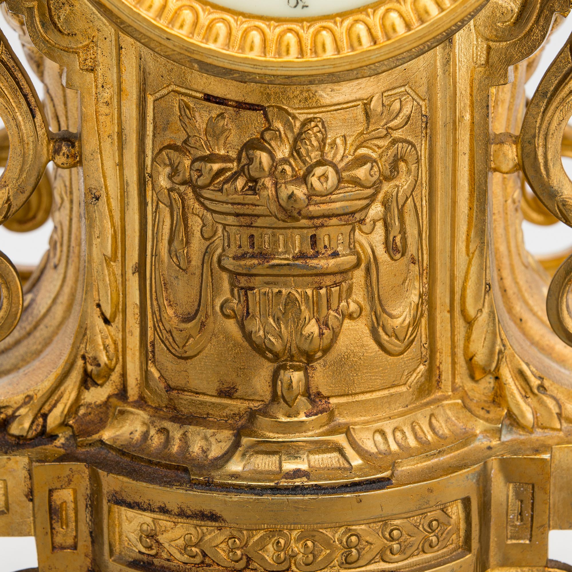 A gilt bronze Mantle Clock, marked H&F Paris, late 19th century.