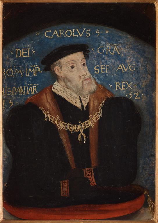 Alonso Sánchez Coello Hans efterföljd, "Karl I av Spanien" (1500-1558) & "Filip II av Spanien" (1527-1598).