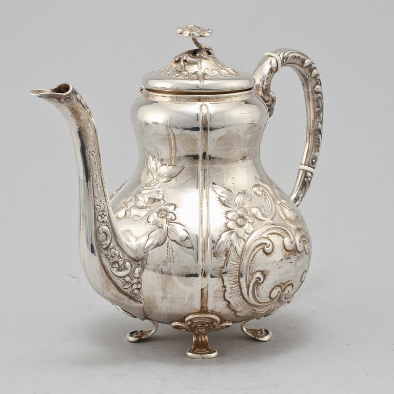 KAFFESERVIS, 3 delar, silver, importstämplat, 1900-tal. Vikt 1 270 g.