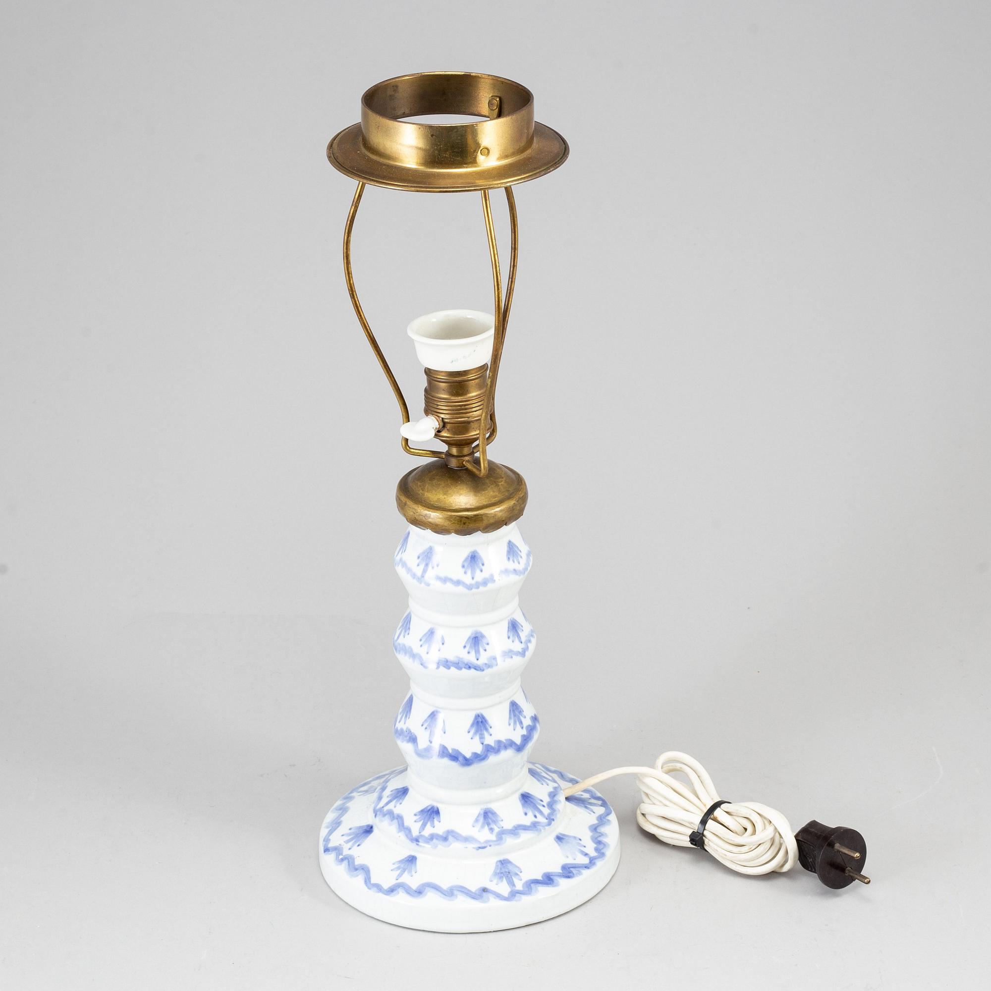 WILHELM KÅGE, a creamware table lamp, Gustavsberg, Sweden, dated 1920.