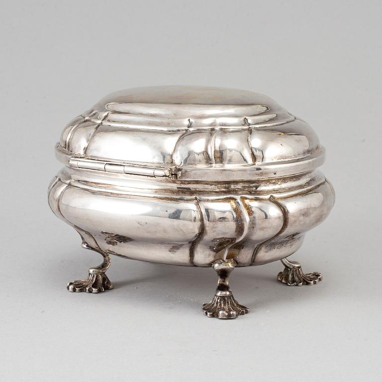 An 18th century silver casket, unidentified marks, possibly Germany.