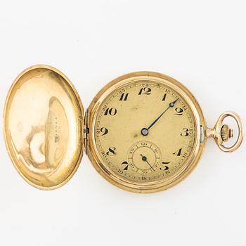 Pocket watch, 14K gold, hunter, 51 mm.