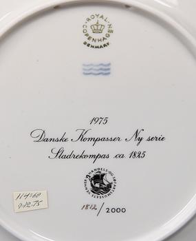 PARTI SAMLARTALLRIKAR, 5 st, porslin, "Danske kompasser 1975-78" resp "Jultallrik 1976", Royal Copenhagen.