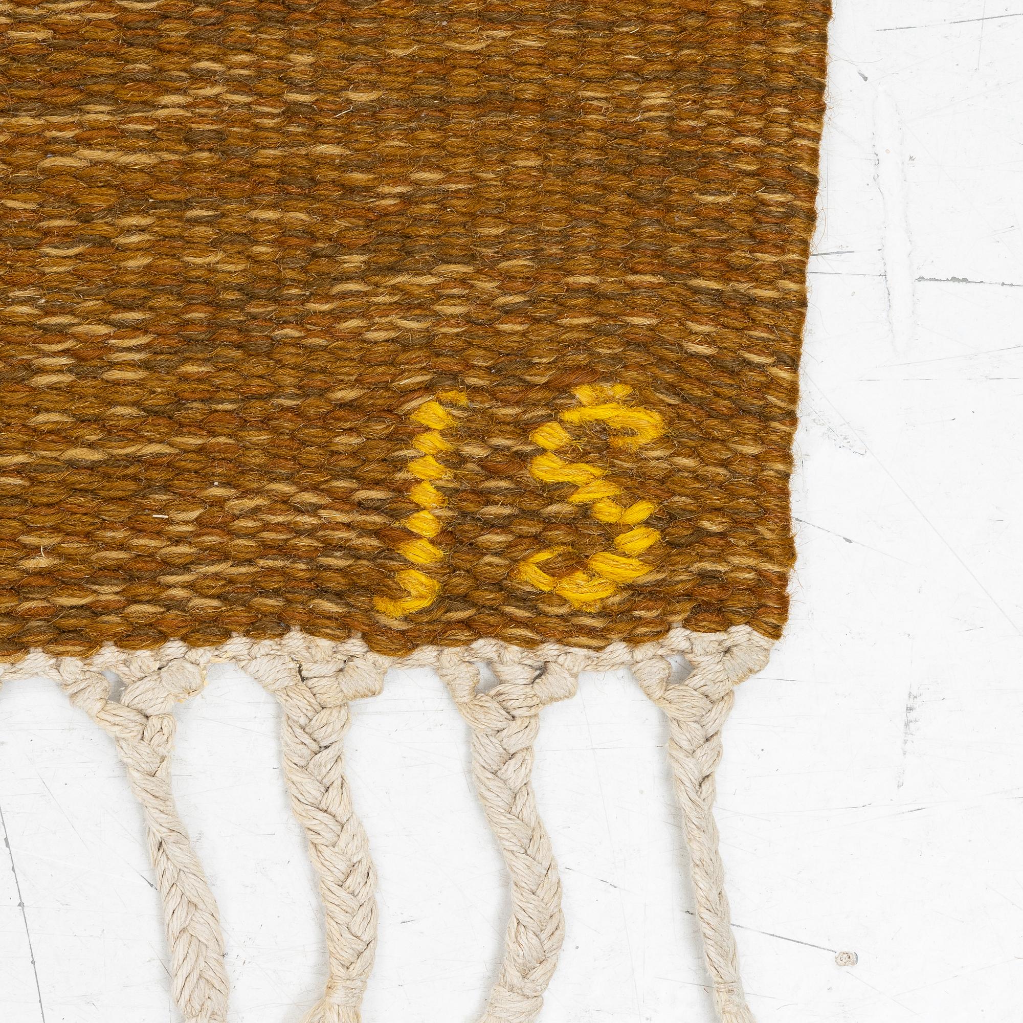 Ingegerd Silow, matta, rölakan, "Barken", komponerad 1976, signerad IS, ca 200 x 135 cm.