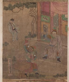 Rullmålningar, fyra stycken, ur album. Qingdynastin (1644-1912).