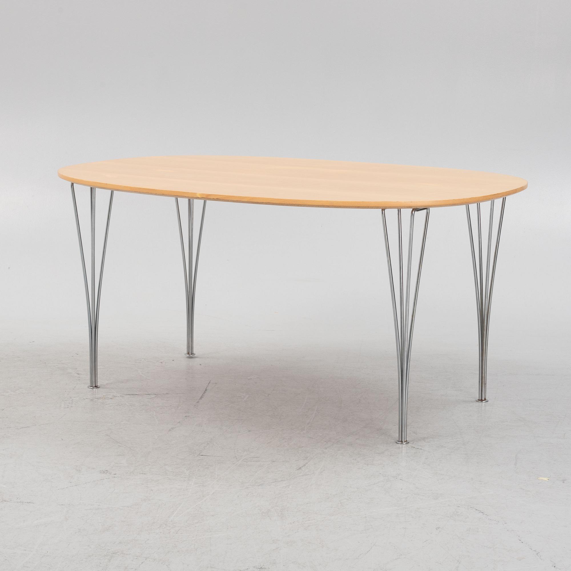 Bruno Mathsson, a 'Superellips' table, Fritz Hansen, Denmark, dated 1985.