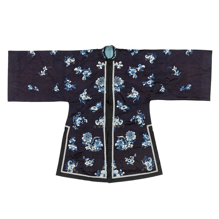 A Chinese embroidered silk robe, 1920's.