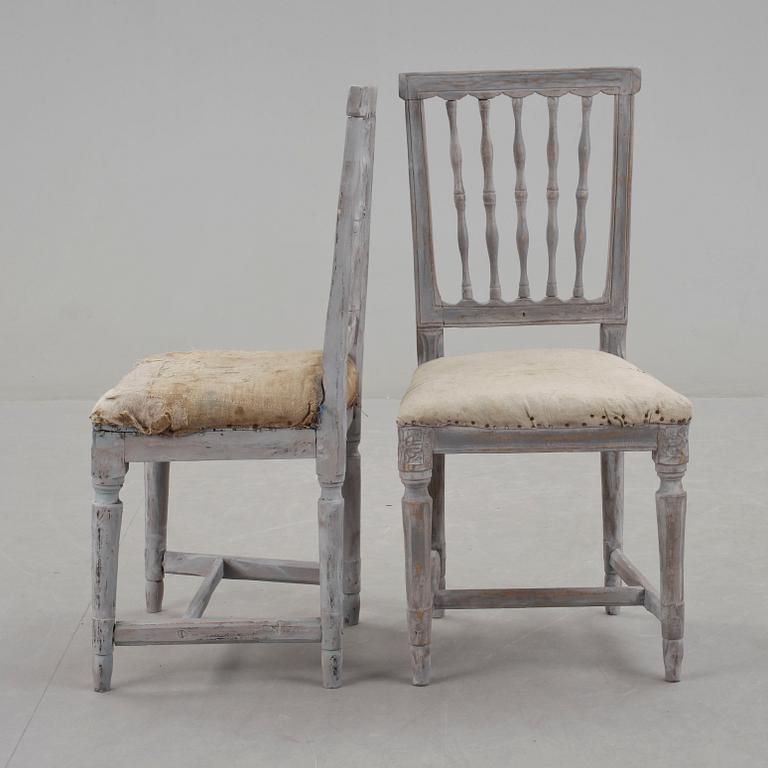 STOLAR, 4 stycken, sengustavianskt provinsarbete, 1800-talets första hälft.