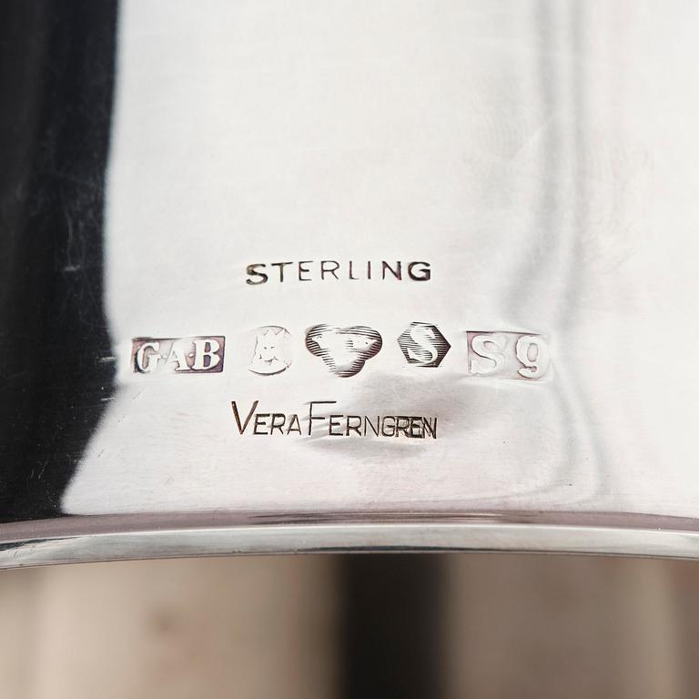 Guldsmedsaktiebolaget (GAB), a pair of sterling silver candlesticks, design Vera Ferngren, Stockholm, Sweden 1968.