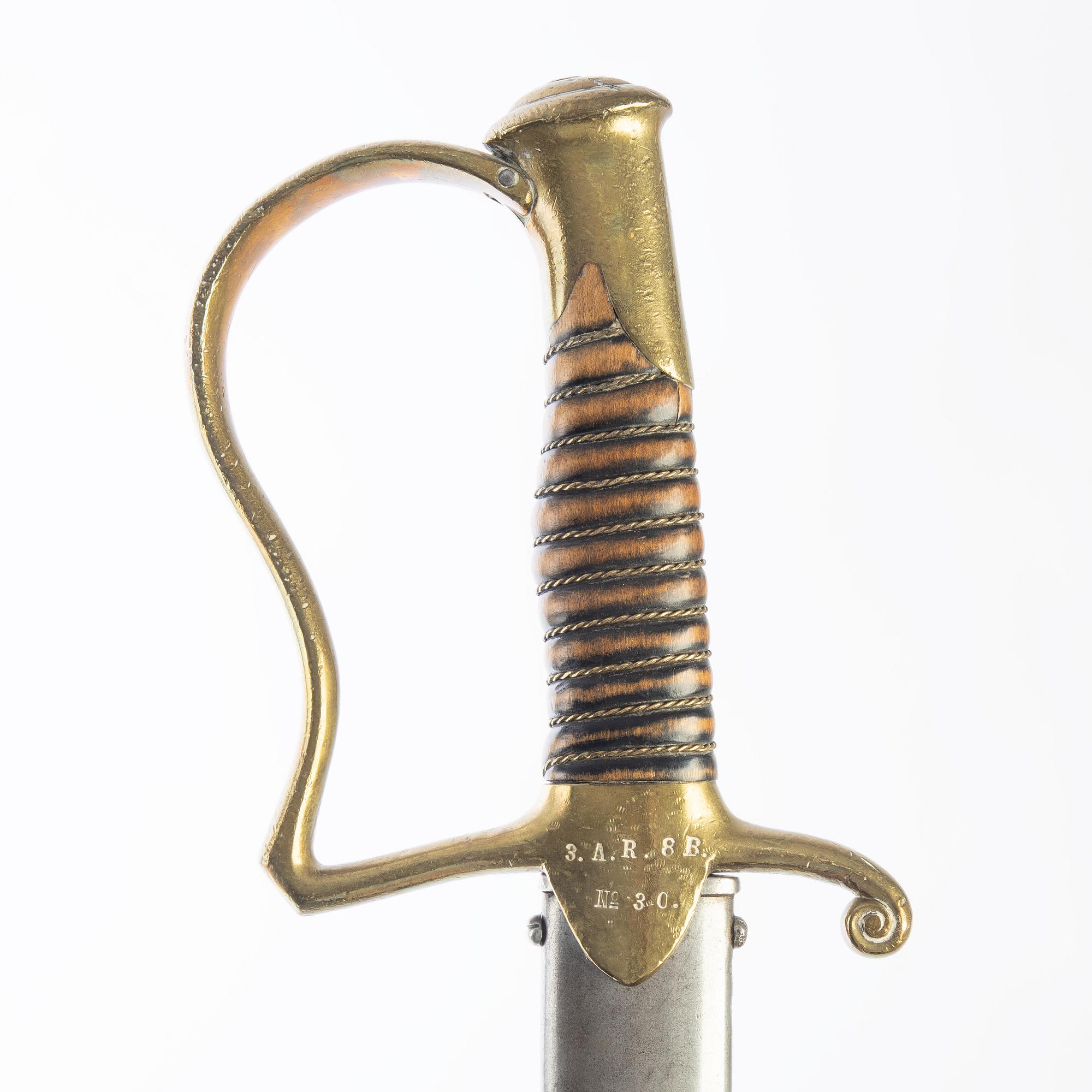 Sabel, svensk, m/1889 för artilleriet, med balja,.