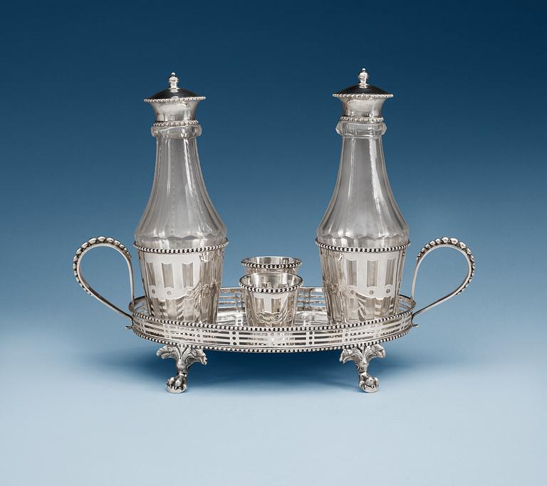 A Swidish silver cruet-stand, makers mark of  Anders Efraim Ahlbom, Västerås 1795.