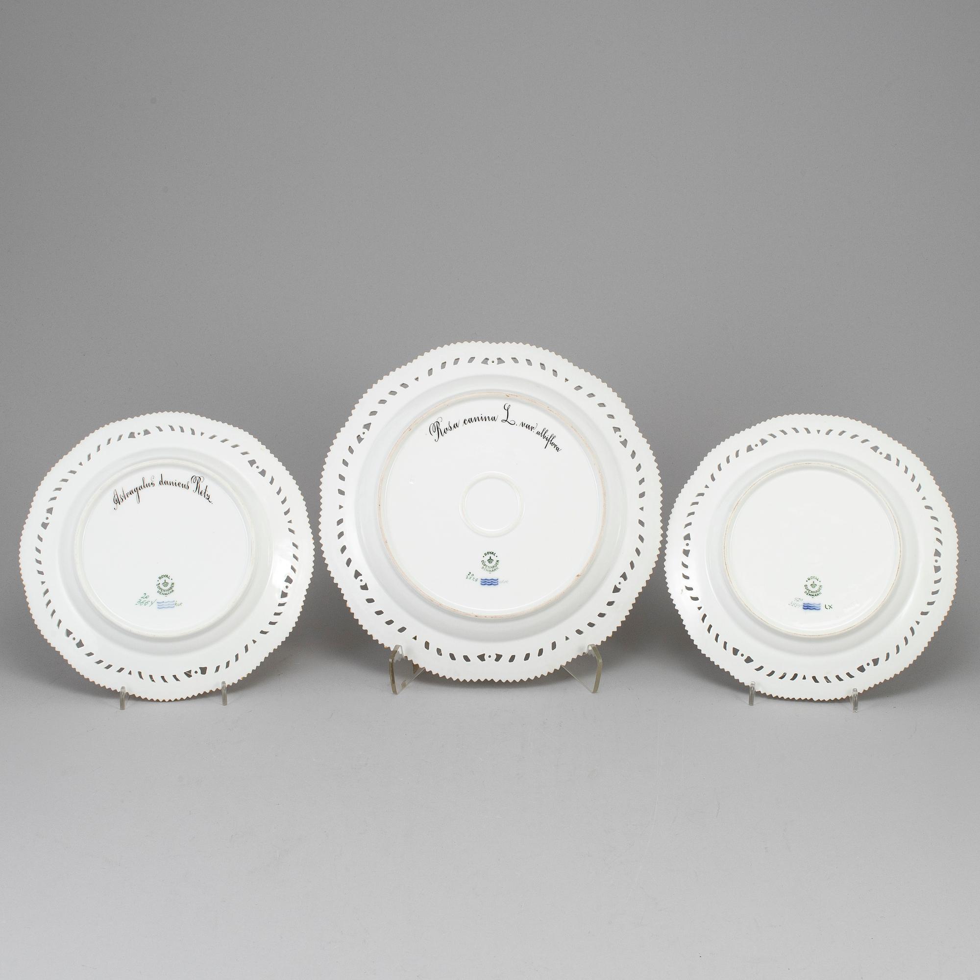 Three Royal Copenhagen, 'Flora Danica' dishes, Denmark, 20th Century.