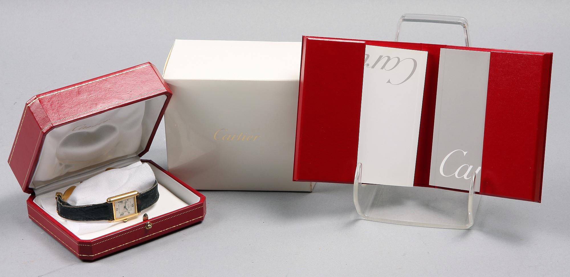 DAMARMBANDSUR, Cartier, Schweiz. Tank, silver 925/14k.