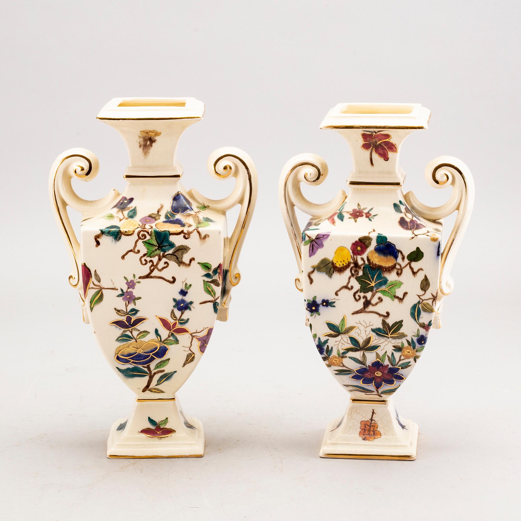 A set of 2 pairs of Rörstrand majolica urns.