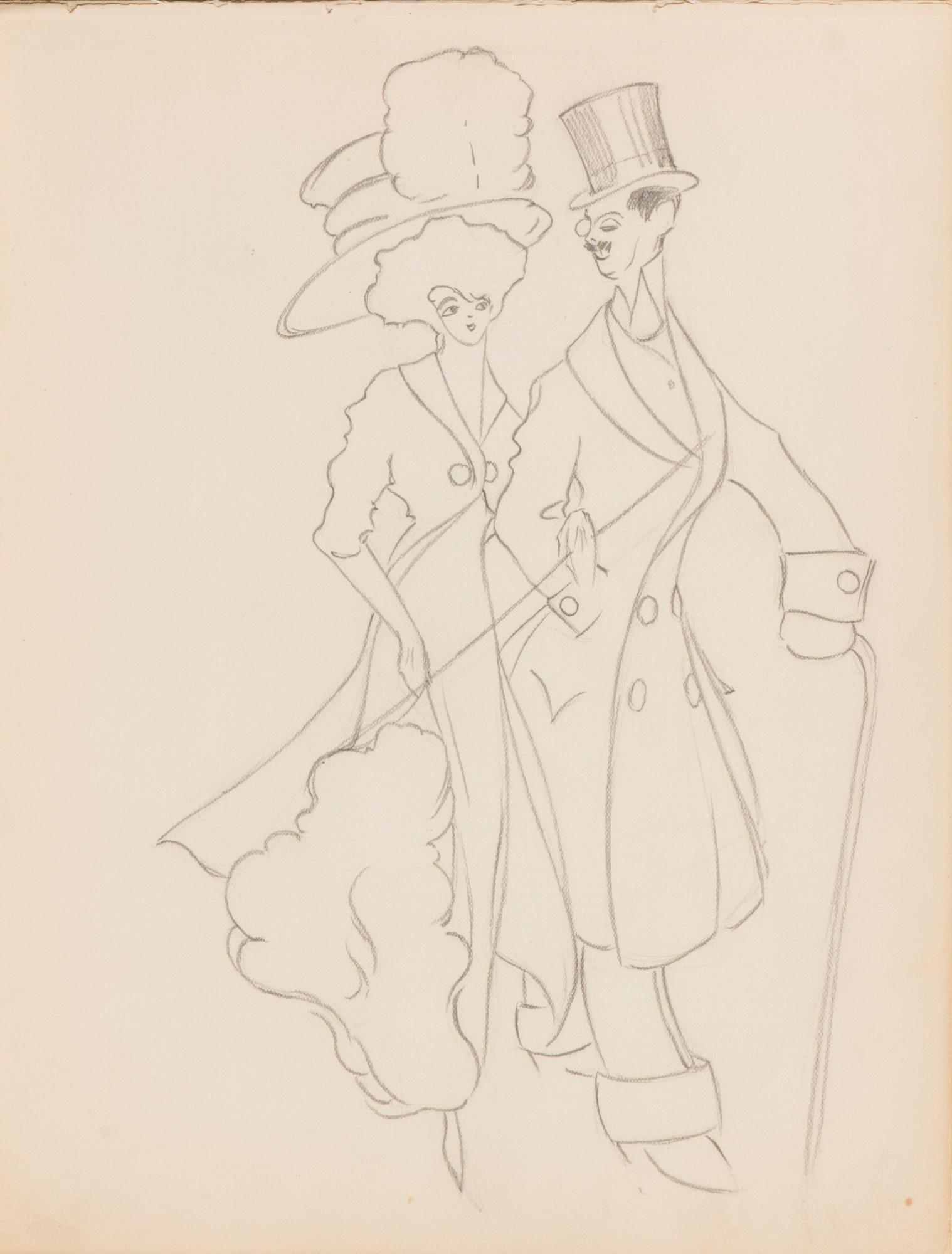 CARL JENSEN-CARLÉN, a scetch book with drawings, mixed media, 27 pages, partially signed C.C.