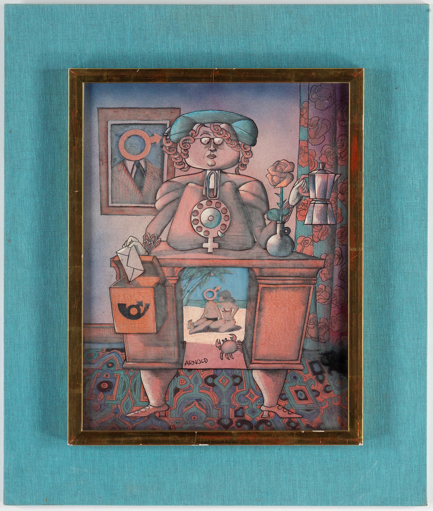 HANS ARNOLD, ink & acrylic, signed.