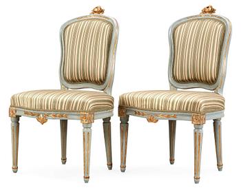 495. A pair of Gustavian 18th century chairs.