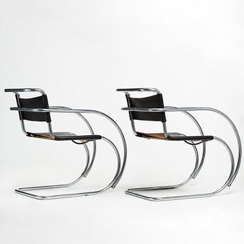 Ludwig Mies van der Rohe, a pair of "MR 20", armchairs, Berliner Metallgewerbe Josef Müller or Bamberg Metallwerkstätten, 1920's.