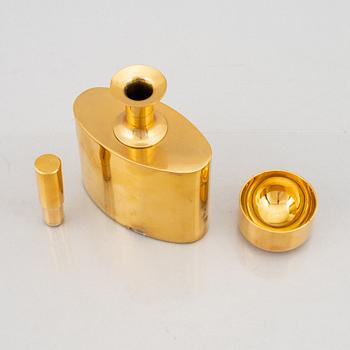 Pierre Forssell, eight gilded cups and a bottle, in a box, Skultuna, Sweden.