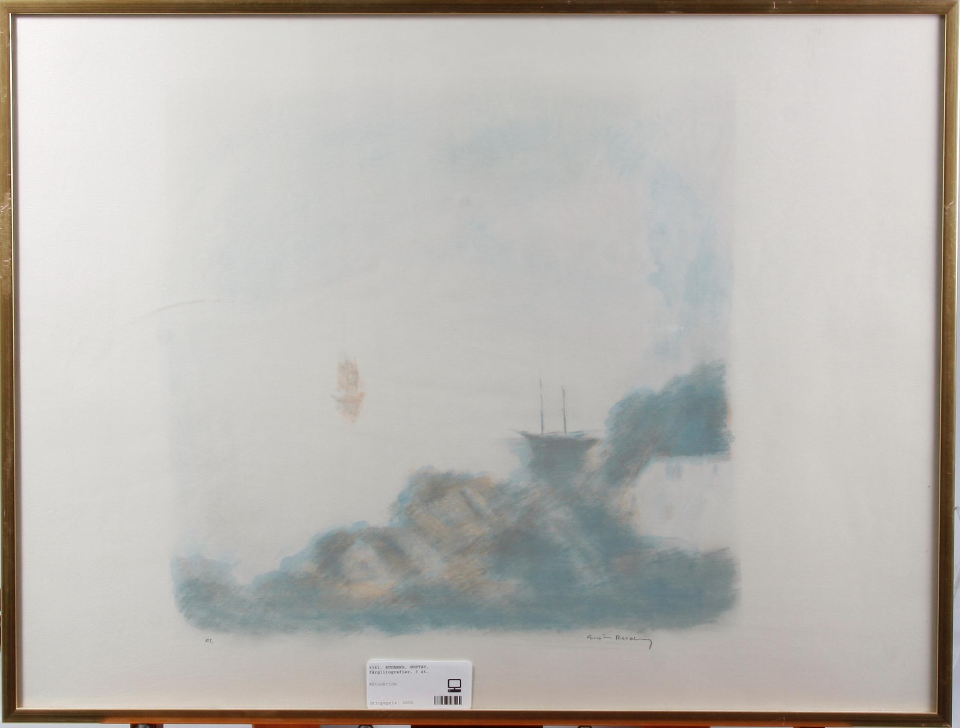 RUDBERG, GUSTAV, färglitografier, 3 st.