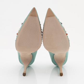 Miu Miu, a pair of embellished satin pumps, size 37.