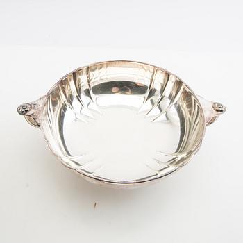 Cake stand and bowl, silver plate, first half of the 20th century.