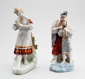 FIGURER, 2 st, porslin, Ryssland, 1900-tal.