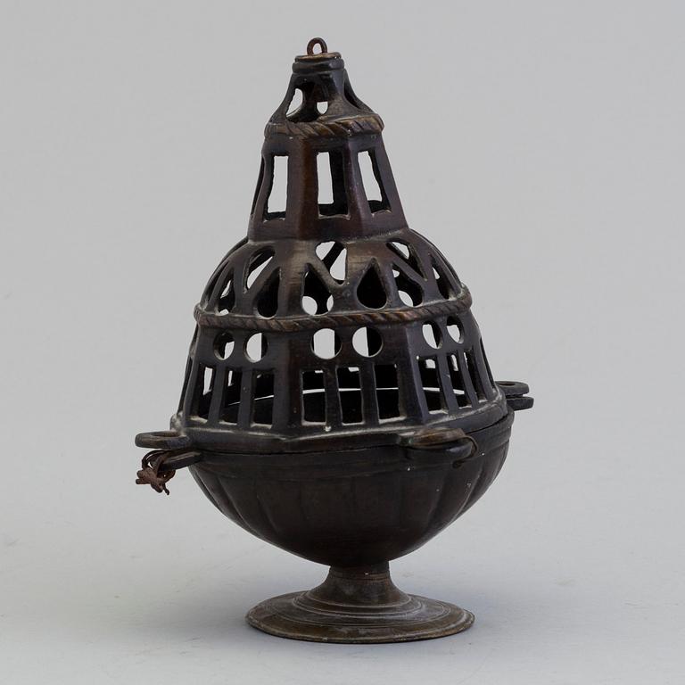 A BRONZE CENSER, probably northern european, late medieval.