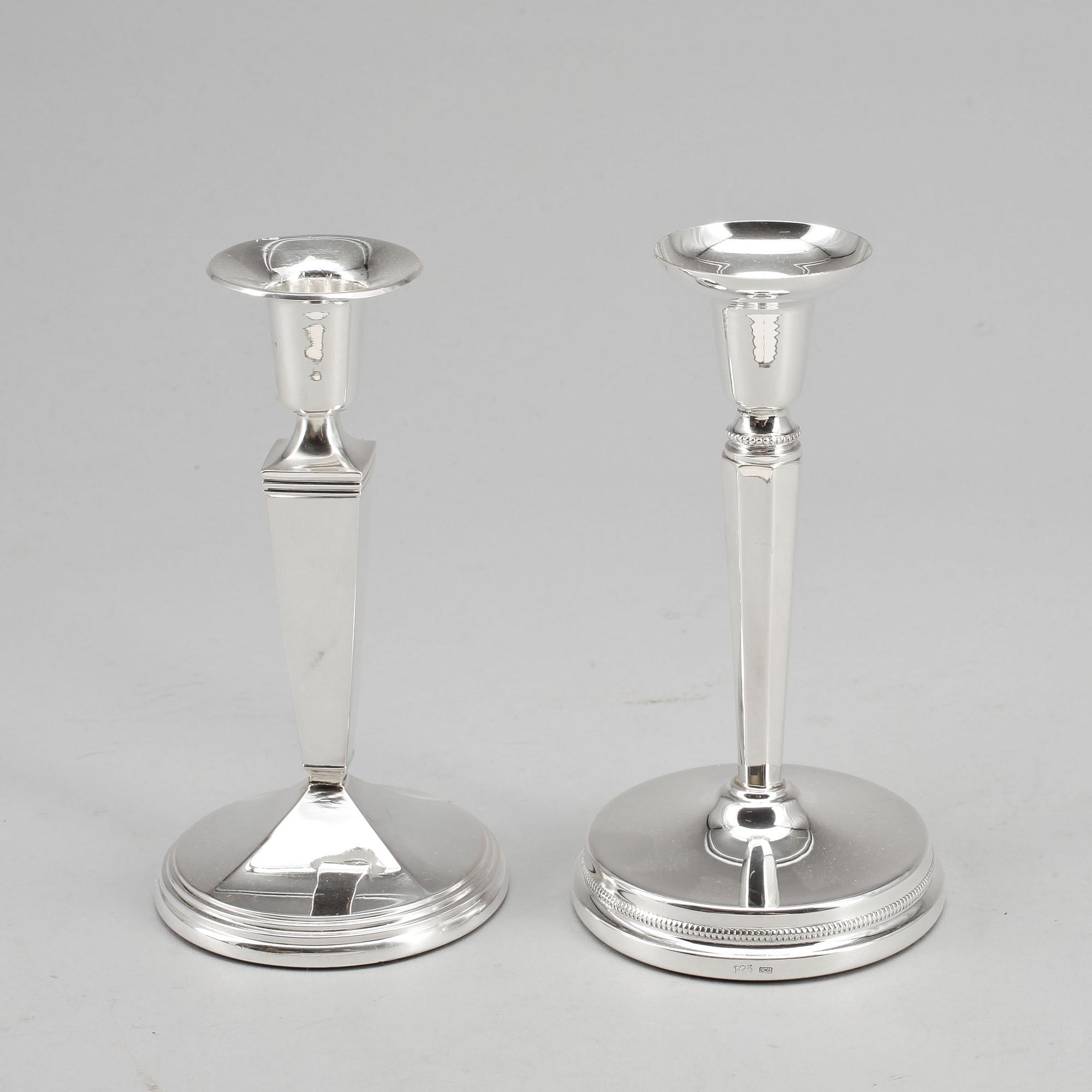 LJUSSTAKAR, 2 st, silver, bla GAB, Stockholm 1966.