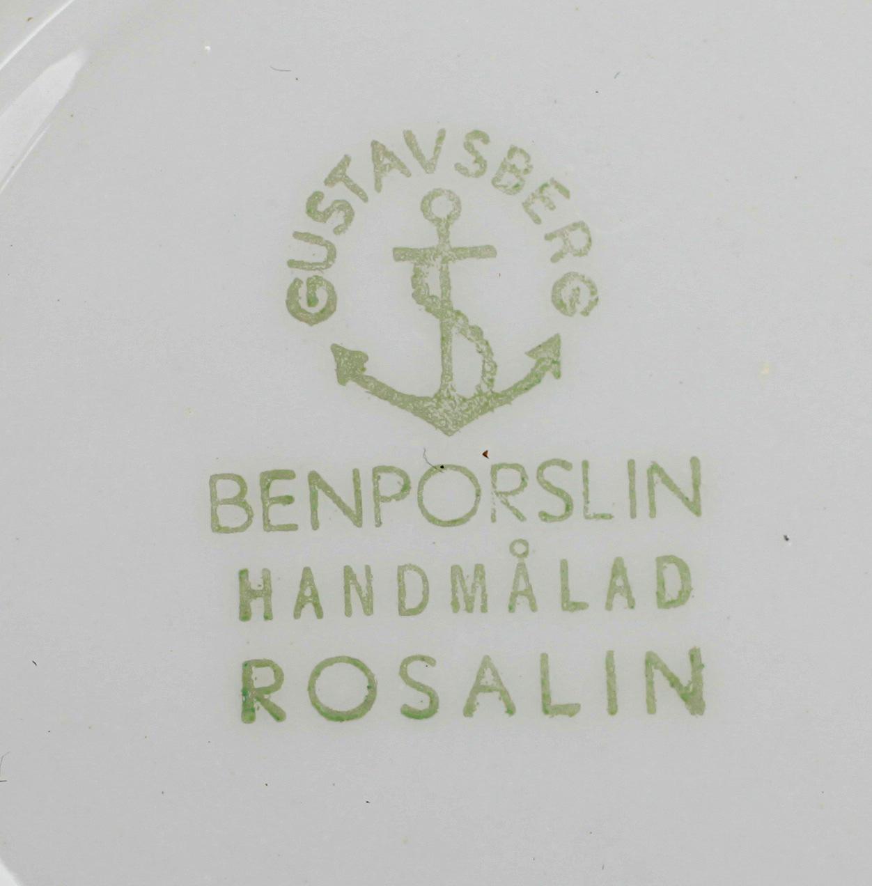 MOCCASERVIS, 15 delar, benporslin, "SA/Rosalin" Stig Lindberg, Gustavsberg, 1950-tal.
