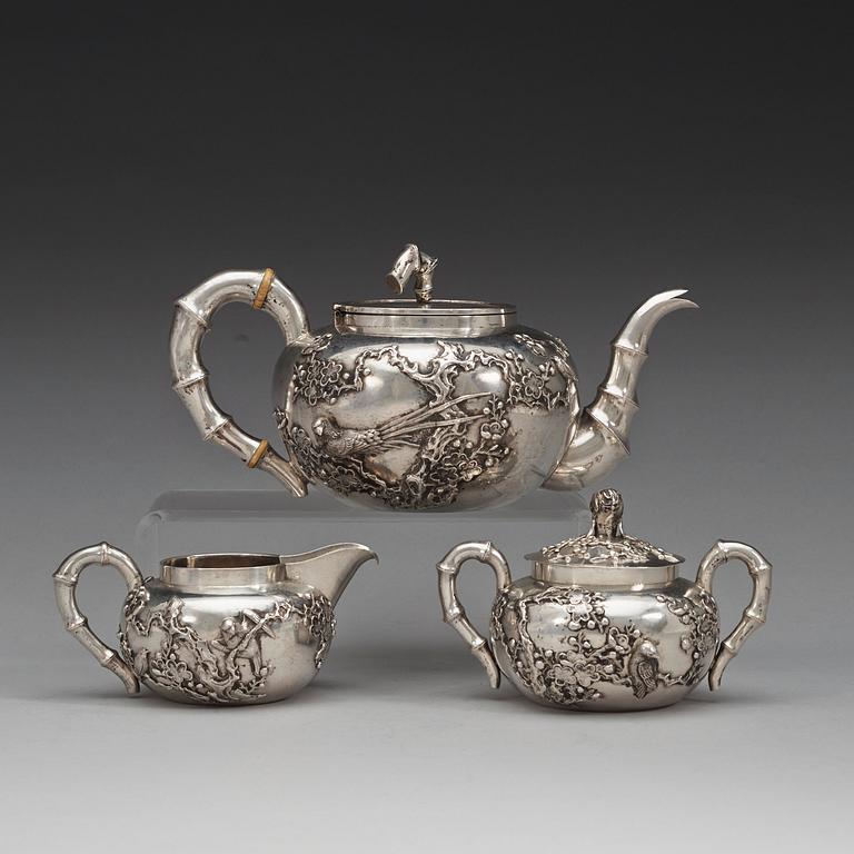 A Chinese three-piece tea set by an unidentified master, early 20th Century.