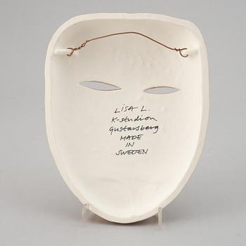 A Lisa Larson stoneware sculpture of a mask, K-studion, Gustavsberg.