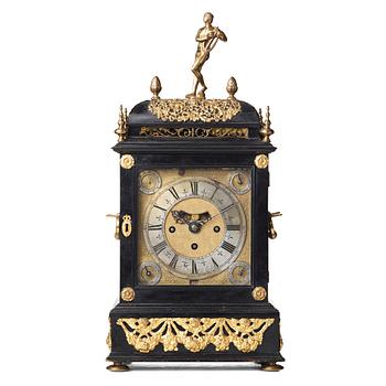 130. Claudius du Chesne musical table clock (clockmaker in London 1693-1730), circa 1705, Queen Anne.