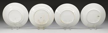 A set of four Russian dinner plates, Imperial porcelain manufactory, St Petersburg, period of Tsar Nicholas I and Gardner. (4).