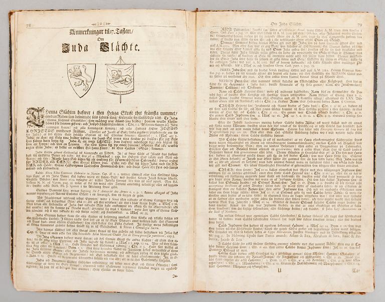 BOK, "En book af menniskiones slächt, och Jesu Christi börd", Johan Peringskiöld, 1713.