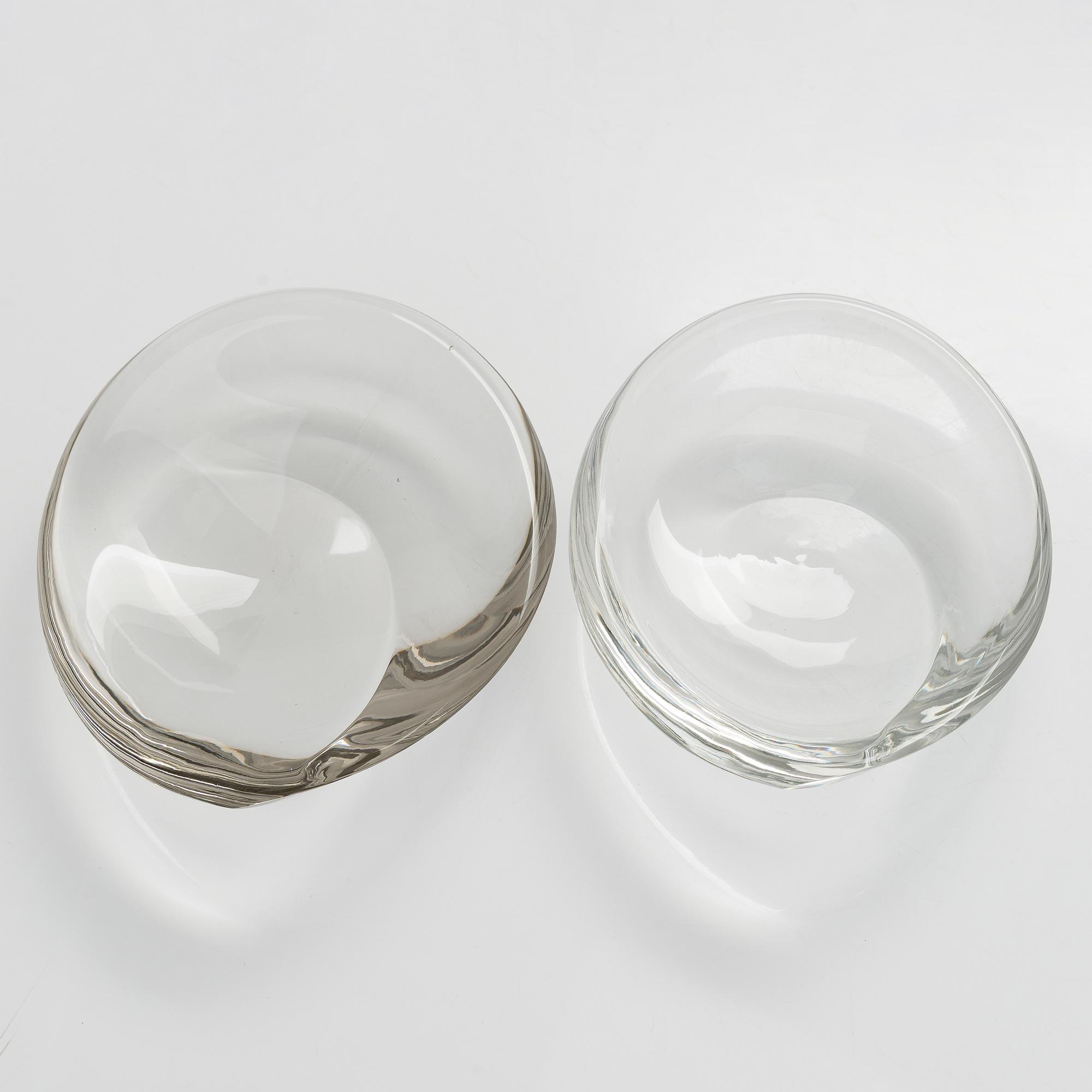 Tapio Wirkkala, two 1950s glass bowls, signed Tapio Wirkkala - Iittala.