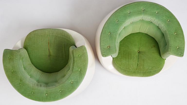 Gillis Lundgren, a pair of 'Sirius' swivel base easy chairs, IKEA, Sweden, 1970s.