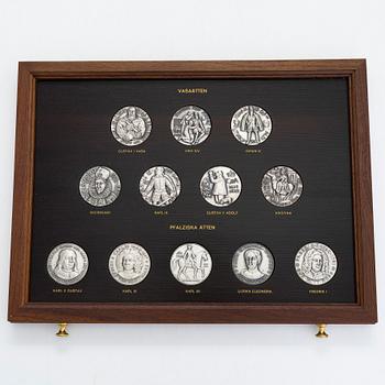 Medaljsamling, 60 st, sterlingsilver, "Sverige och dess regenter", Mynthuset, Sporrong, 1970-tal.