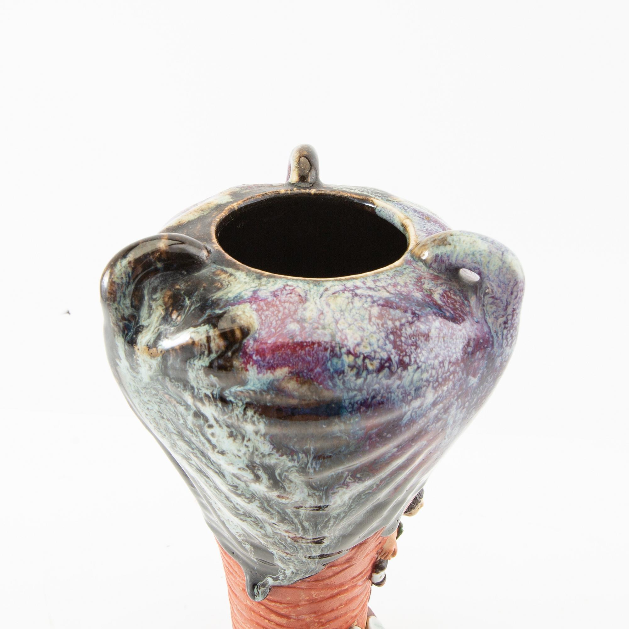 Vase "Sumida gawa ware" Japan first half of the 20th century partially glazed ceramic.